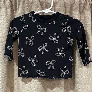 NWOT Black Bow Pattern Baby Shirt